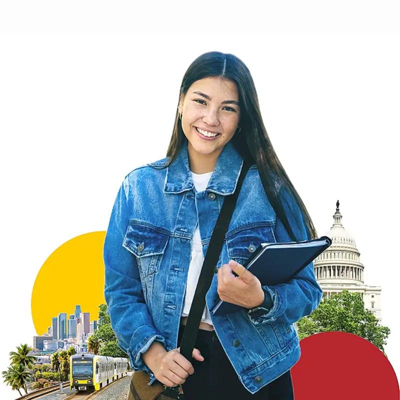 Girl in denim jacket with book in her hand
