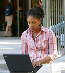 Women looking at a computer