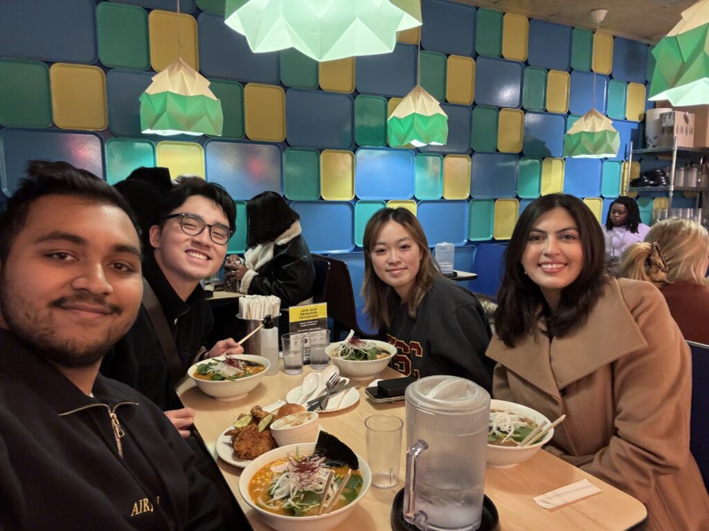 DC student group photo in a restaurant 