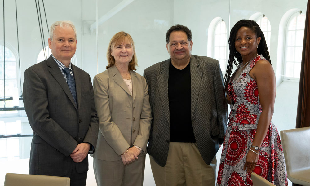 From left, USC Price Dean Chris Boone, MNLM Director Regina Birdsell, Professor James Ferris and alum Ifunanya Nweke pose for a picture.